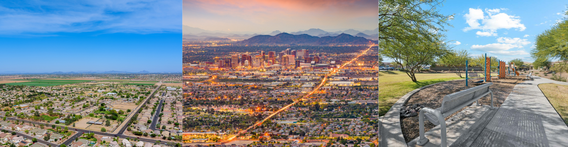 A series of photos of a city.