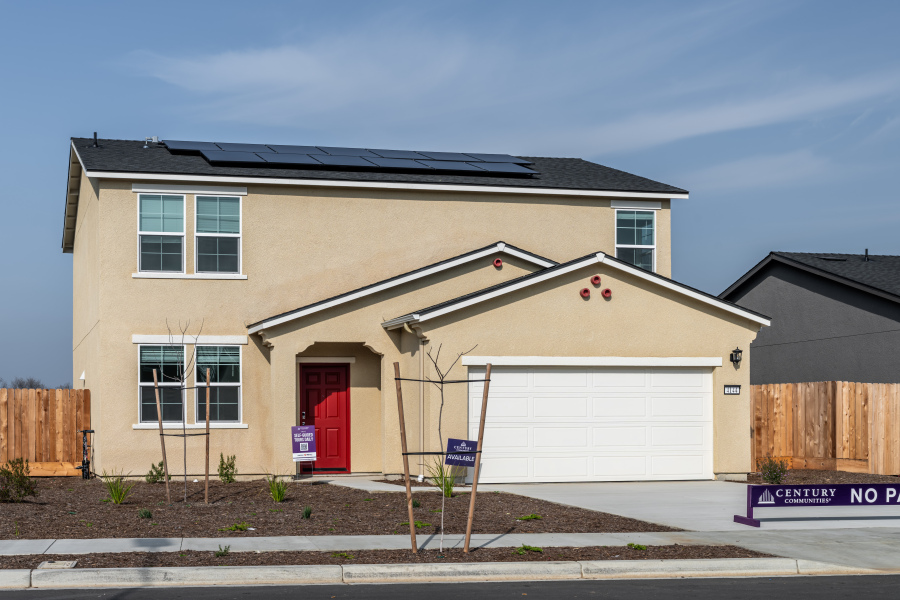 A house with a garage.
