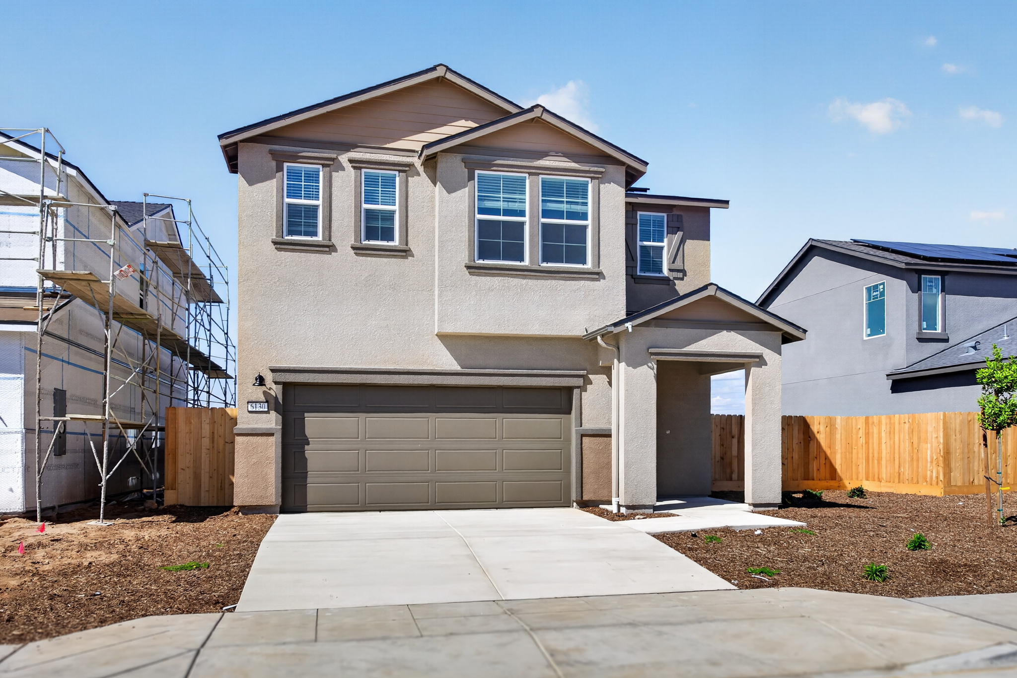 A house with a garage.