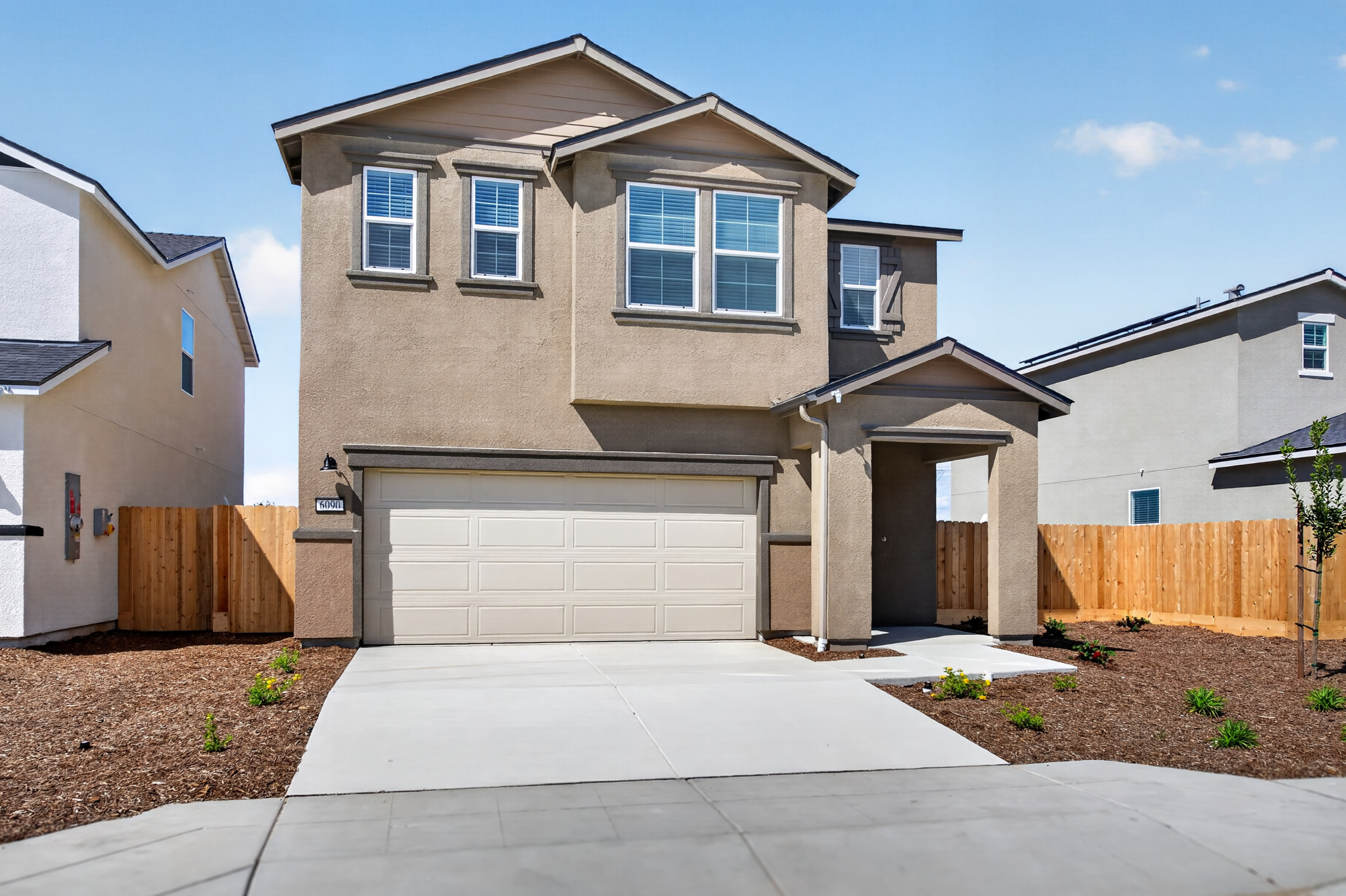 A house with a garage.