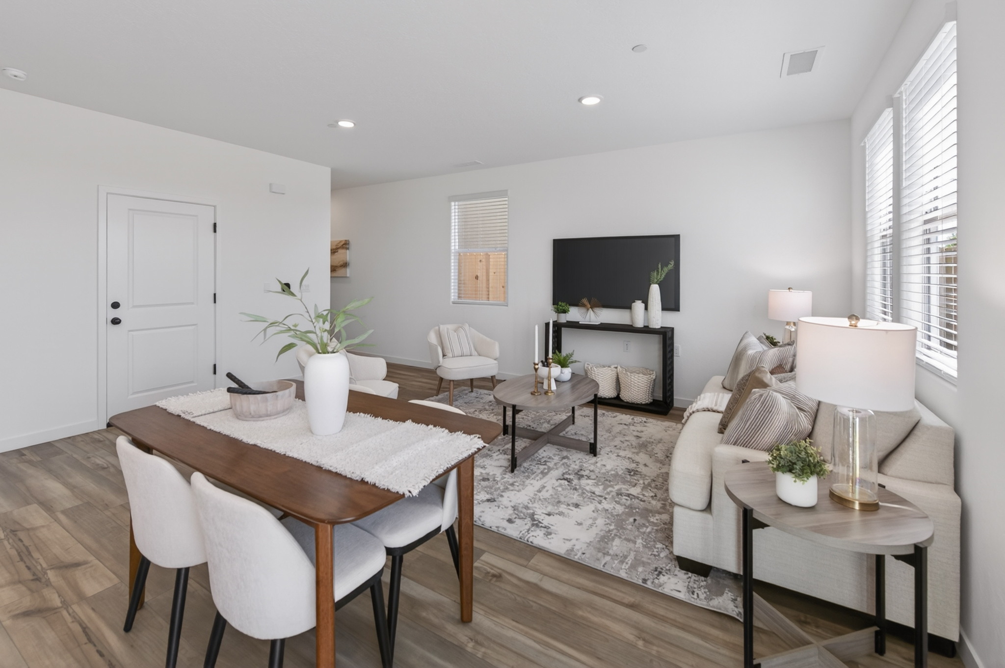 A living room with a fireplace.