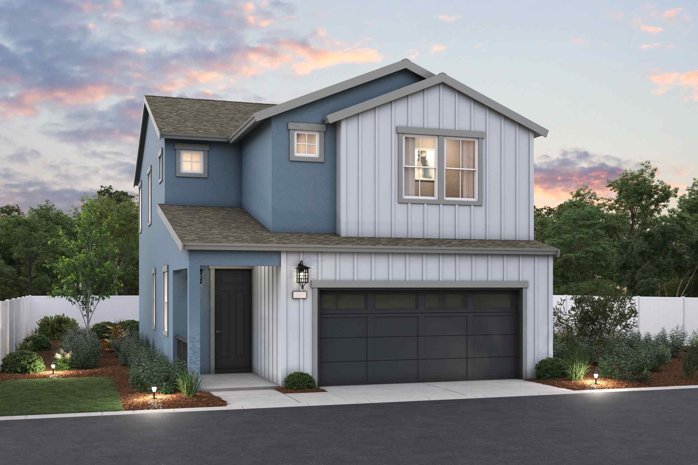 A house with a garage.