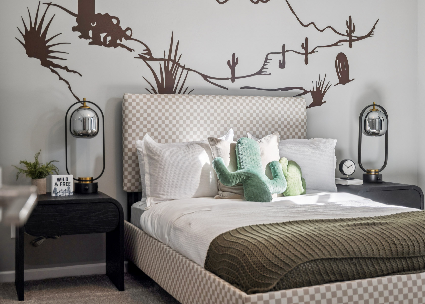 A bed with pillows and pillows.