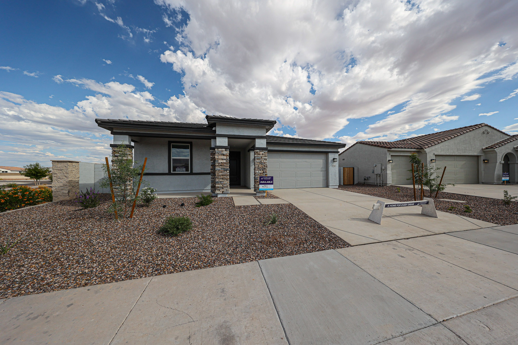 A house with a driveway.