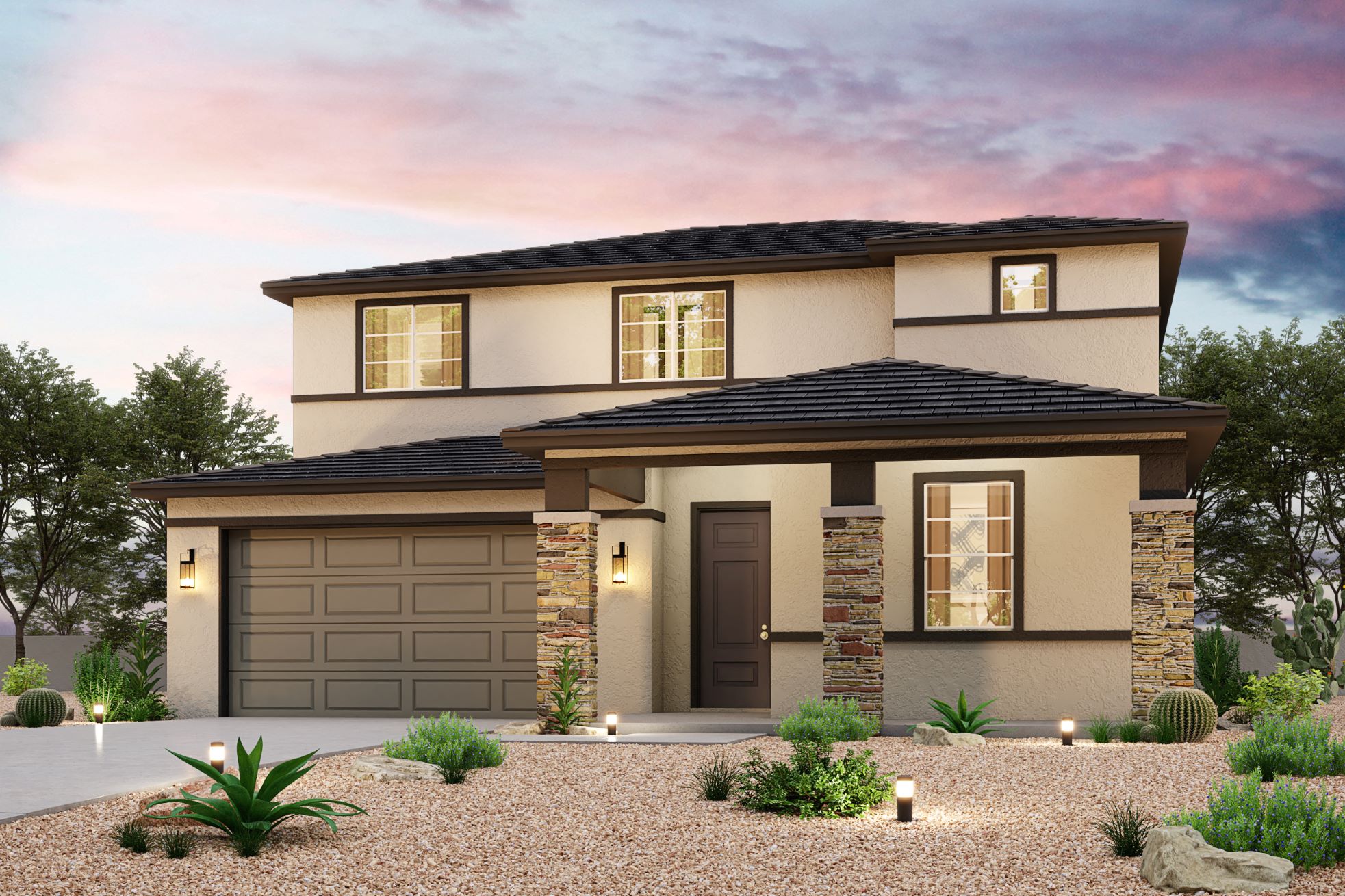 A house with a garage.