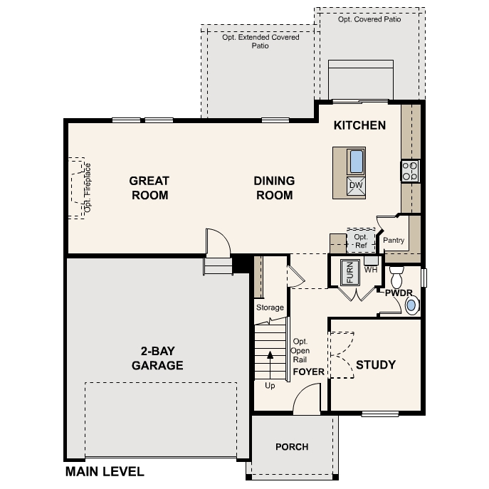 Diagram, engineering drawing. Ontario Floorplan, Main Level