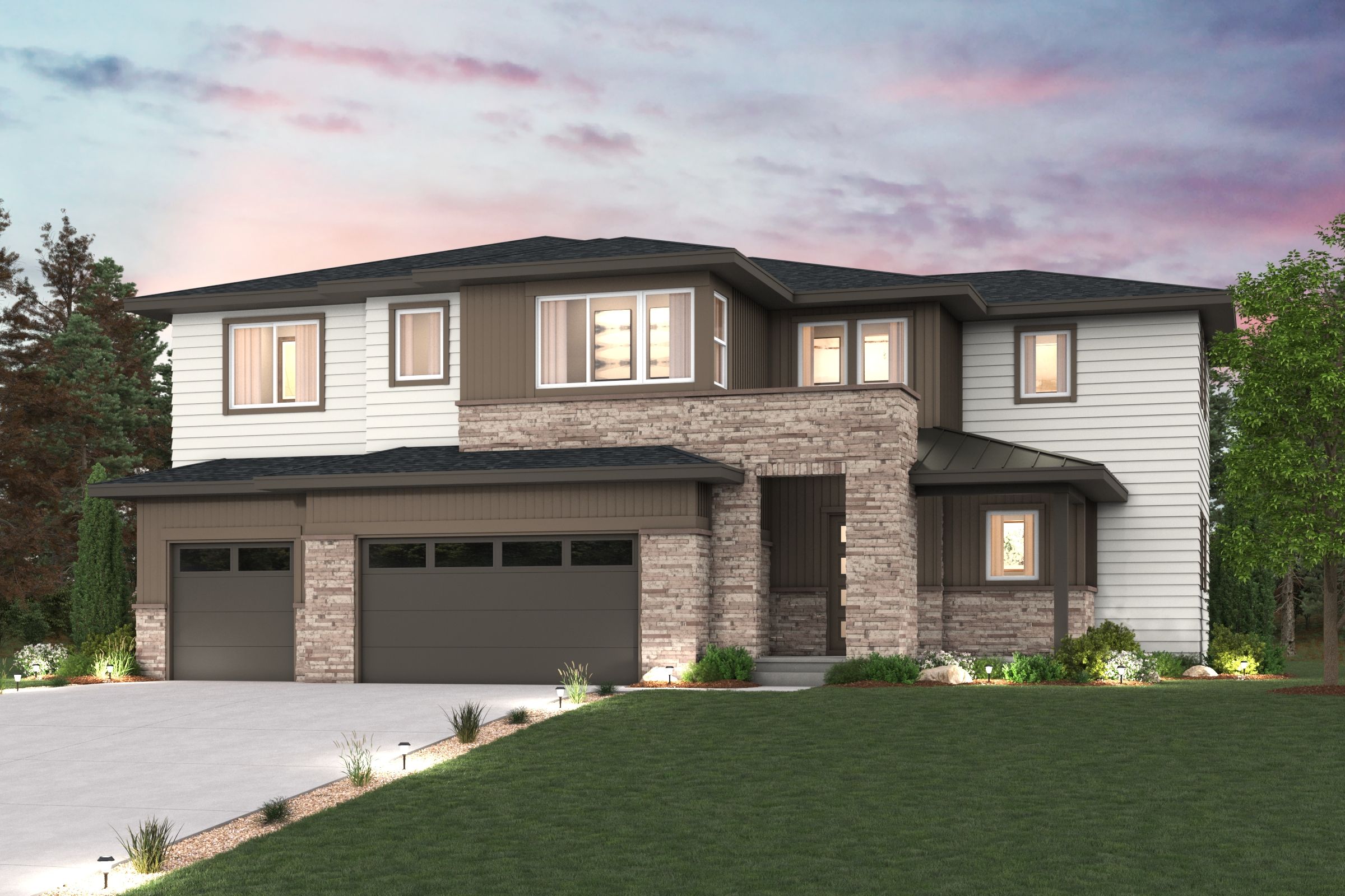 A house with a driveway.