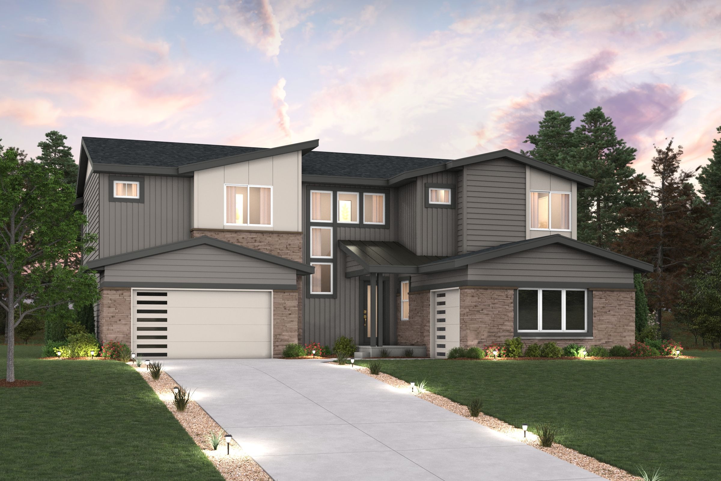 A house with a driveway.