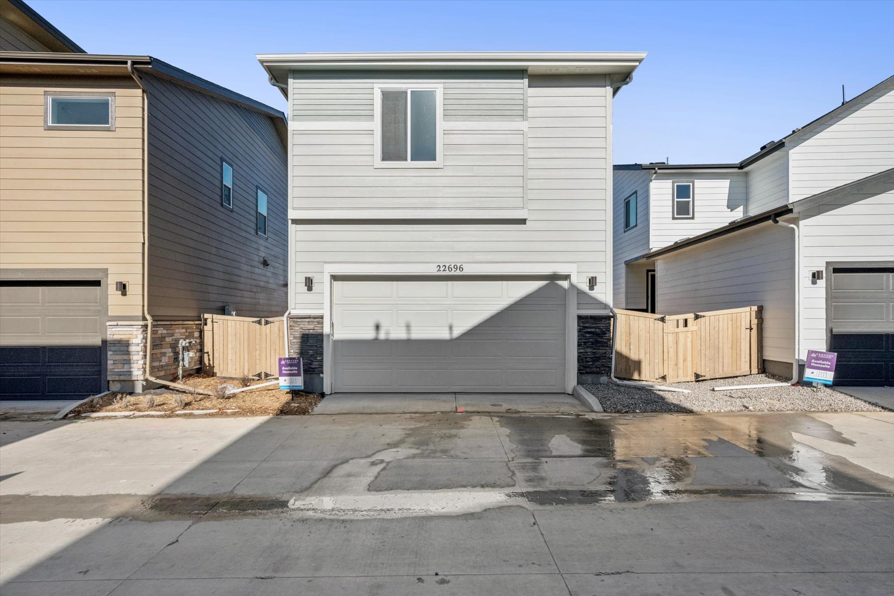 A garage in a neighborhood.