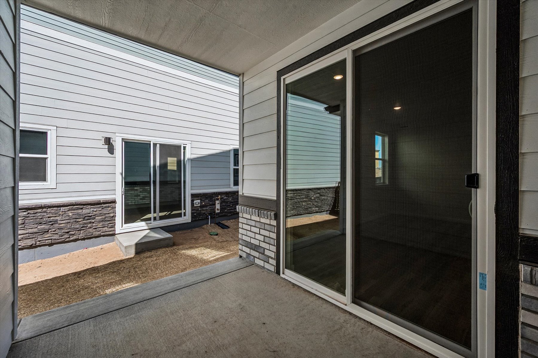 A house with a glass door.