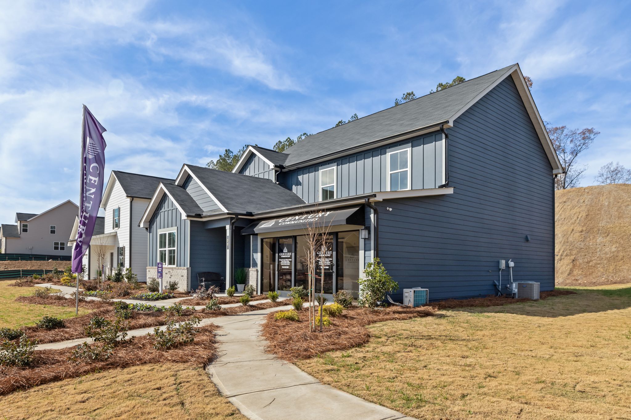 A house with a flag in the front.