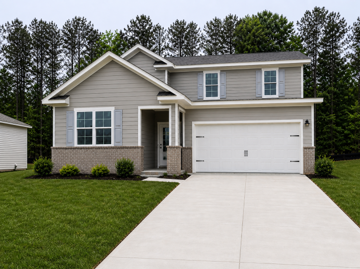 A house with a garage.