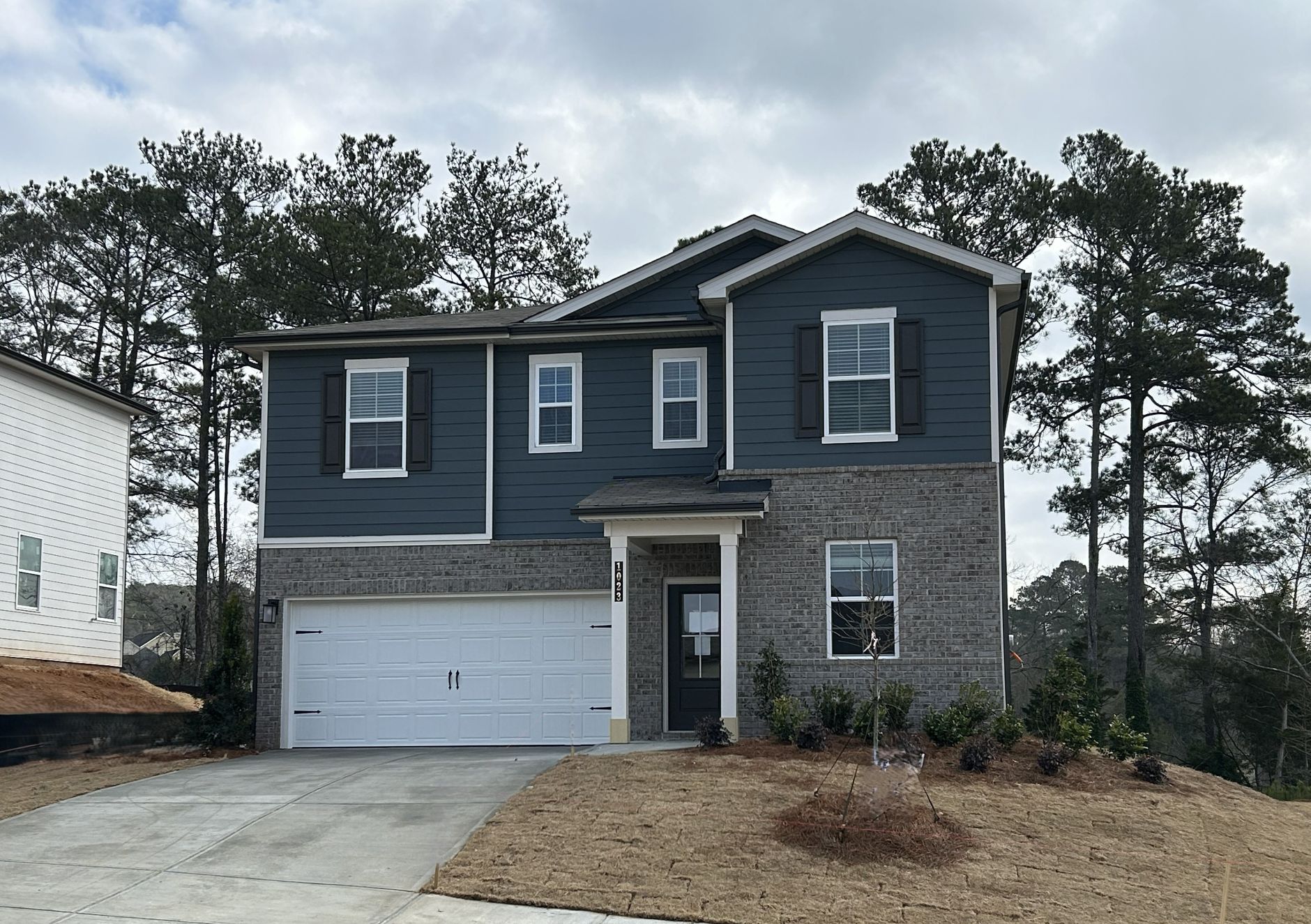 A house with a garage.