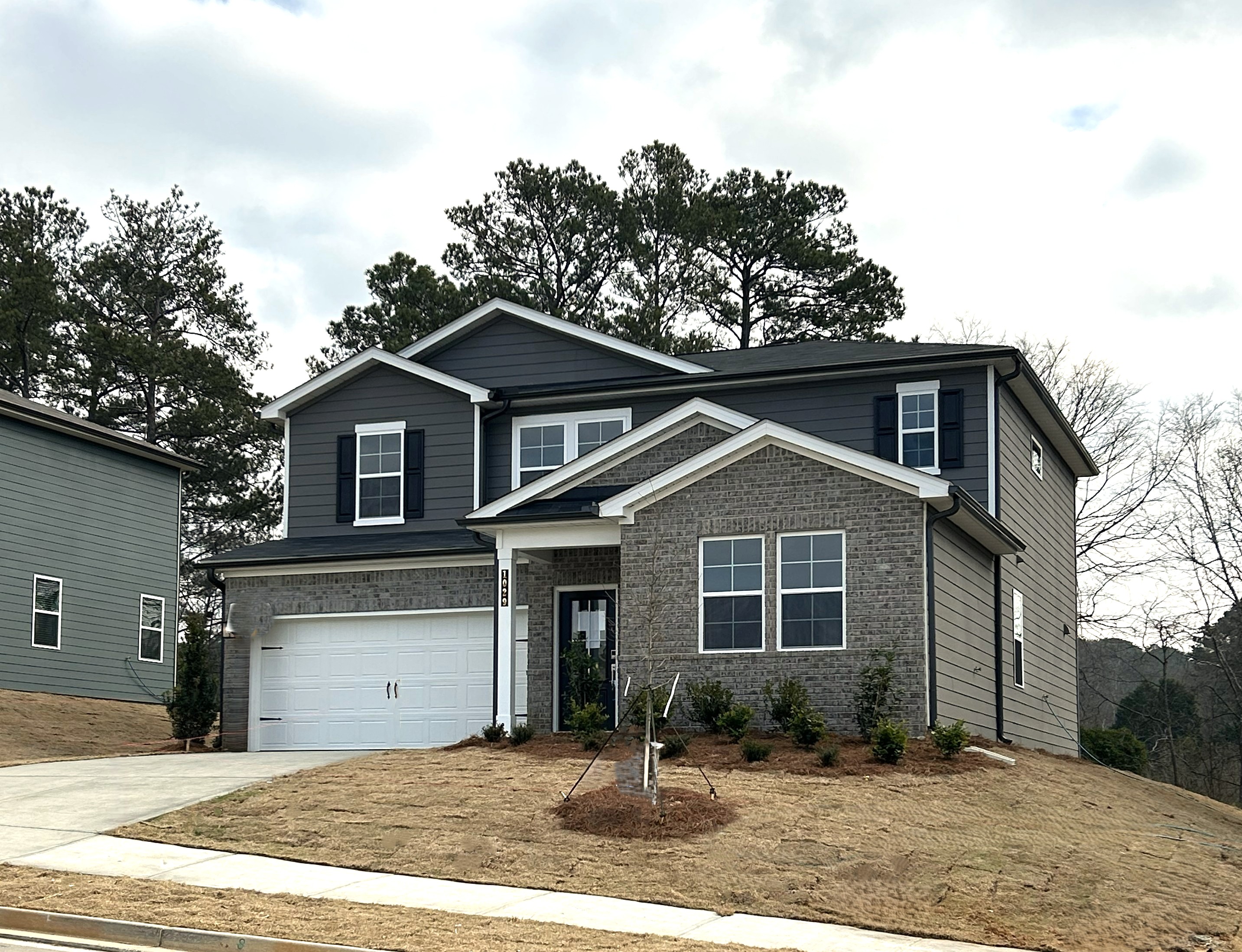 A house with a garage.