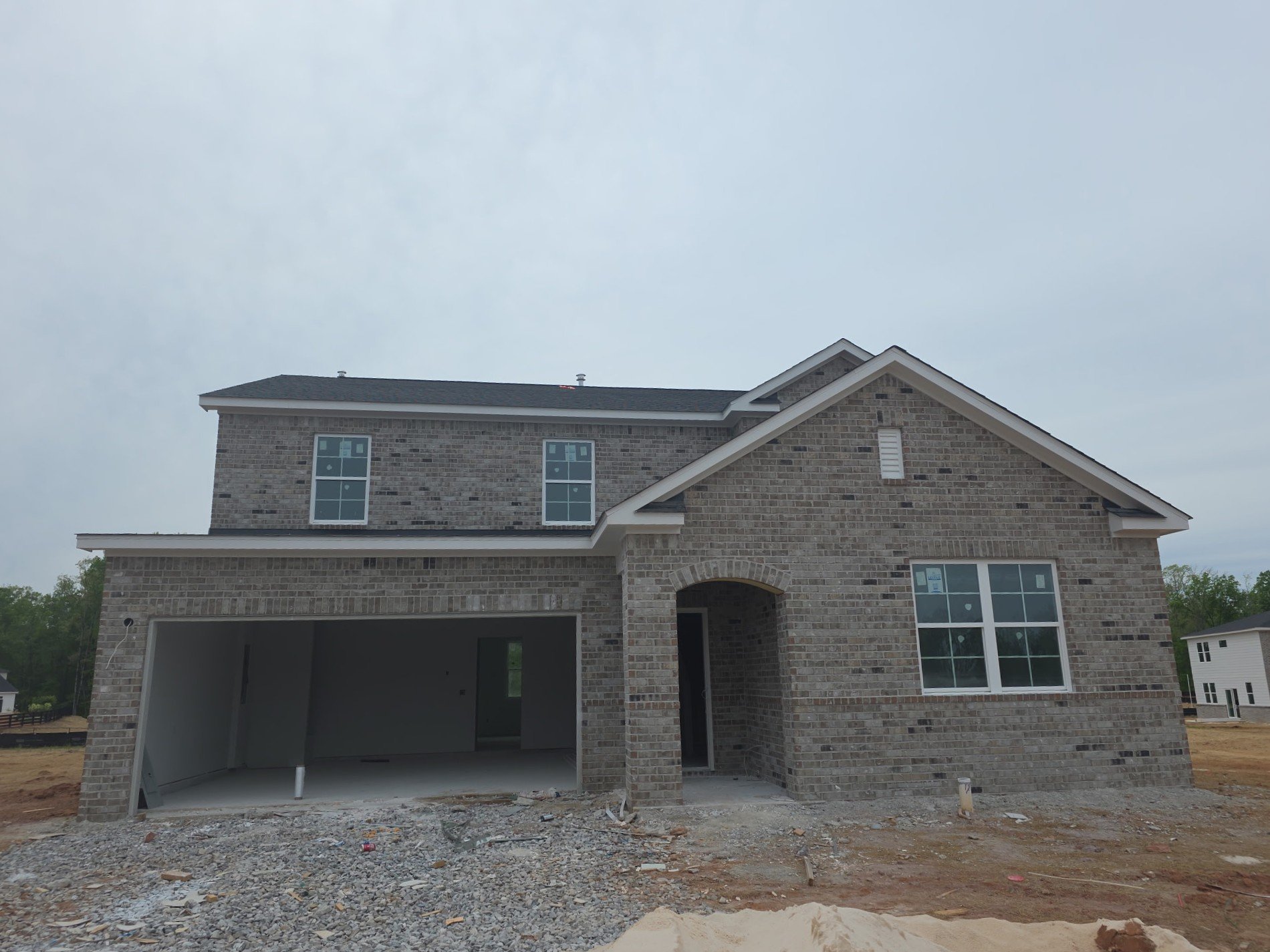 A building with a garage.