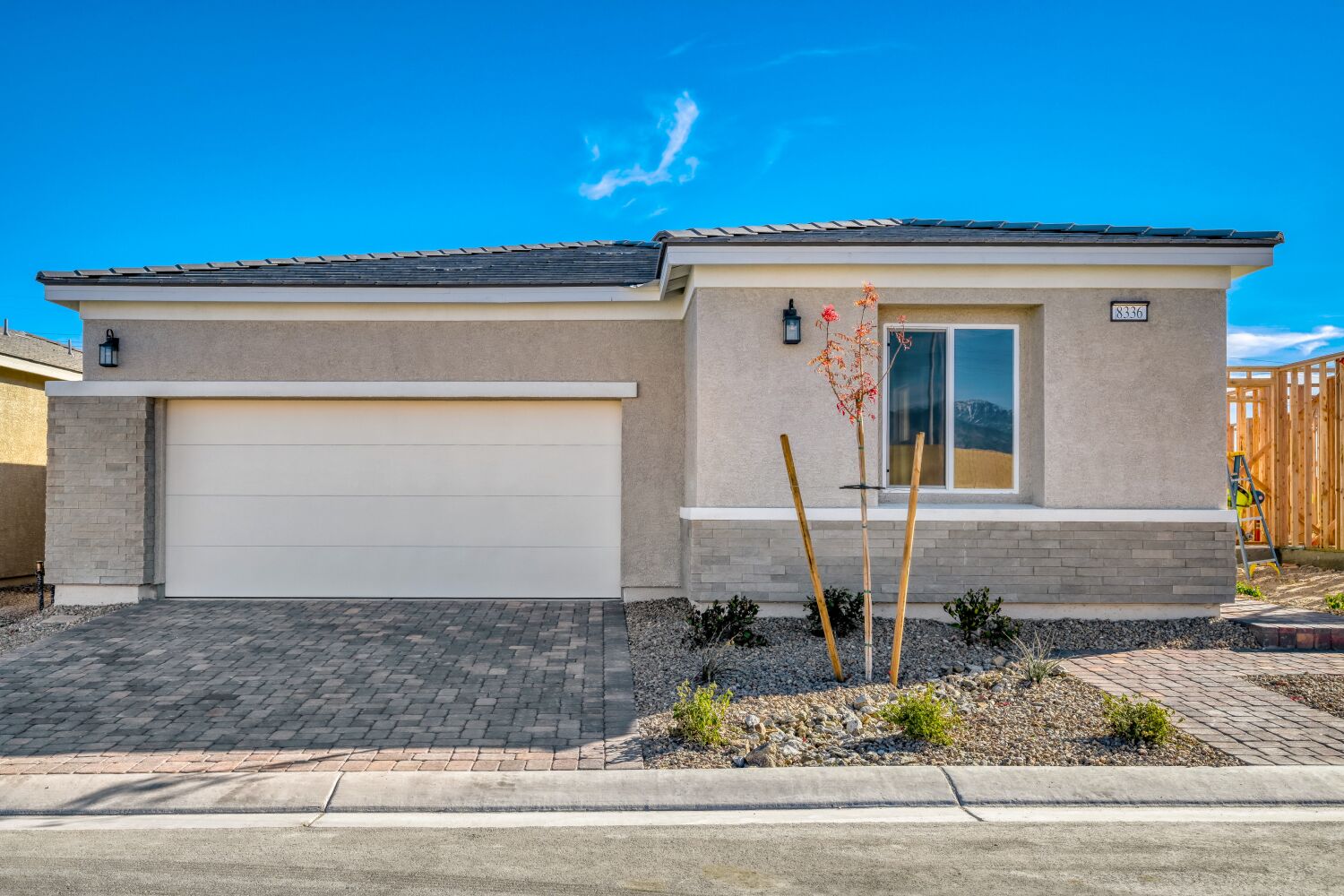 A house with a garage.