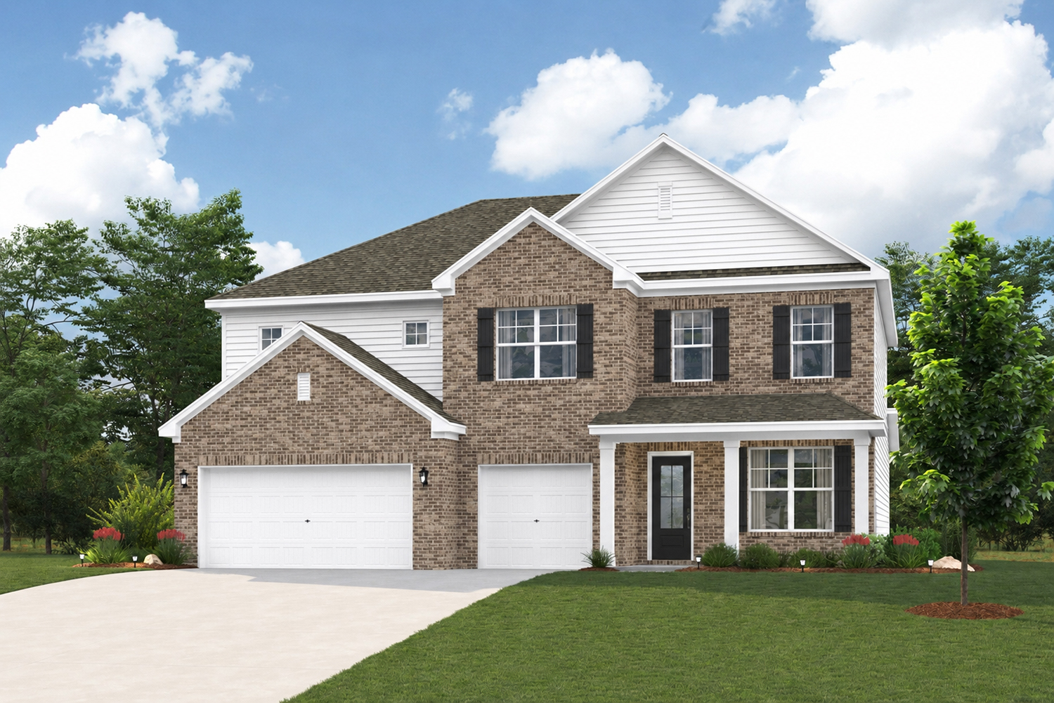 A house with a garage.