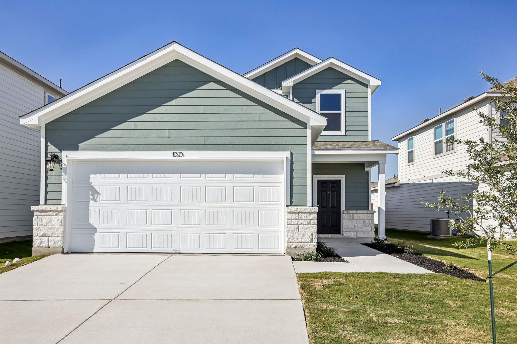 A house with a garage.