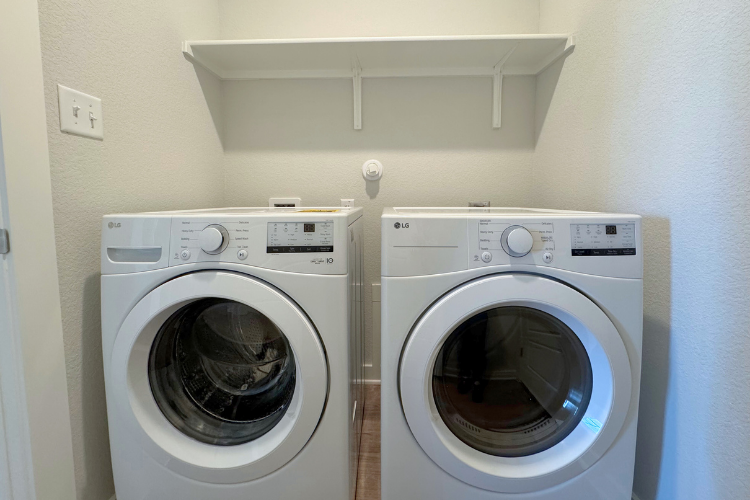 A washing machine and dryer.