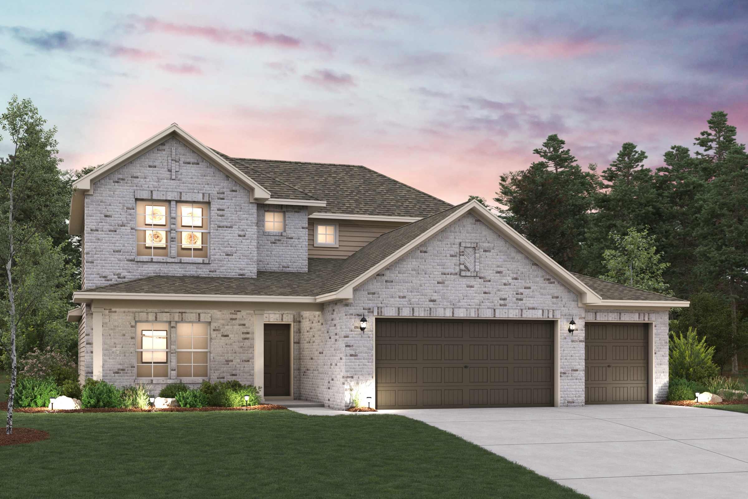 A house with a driveway.