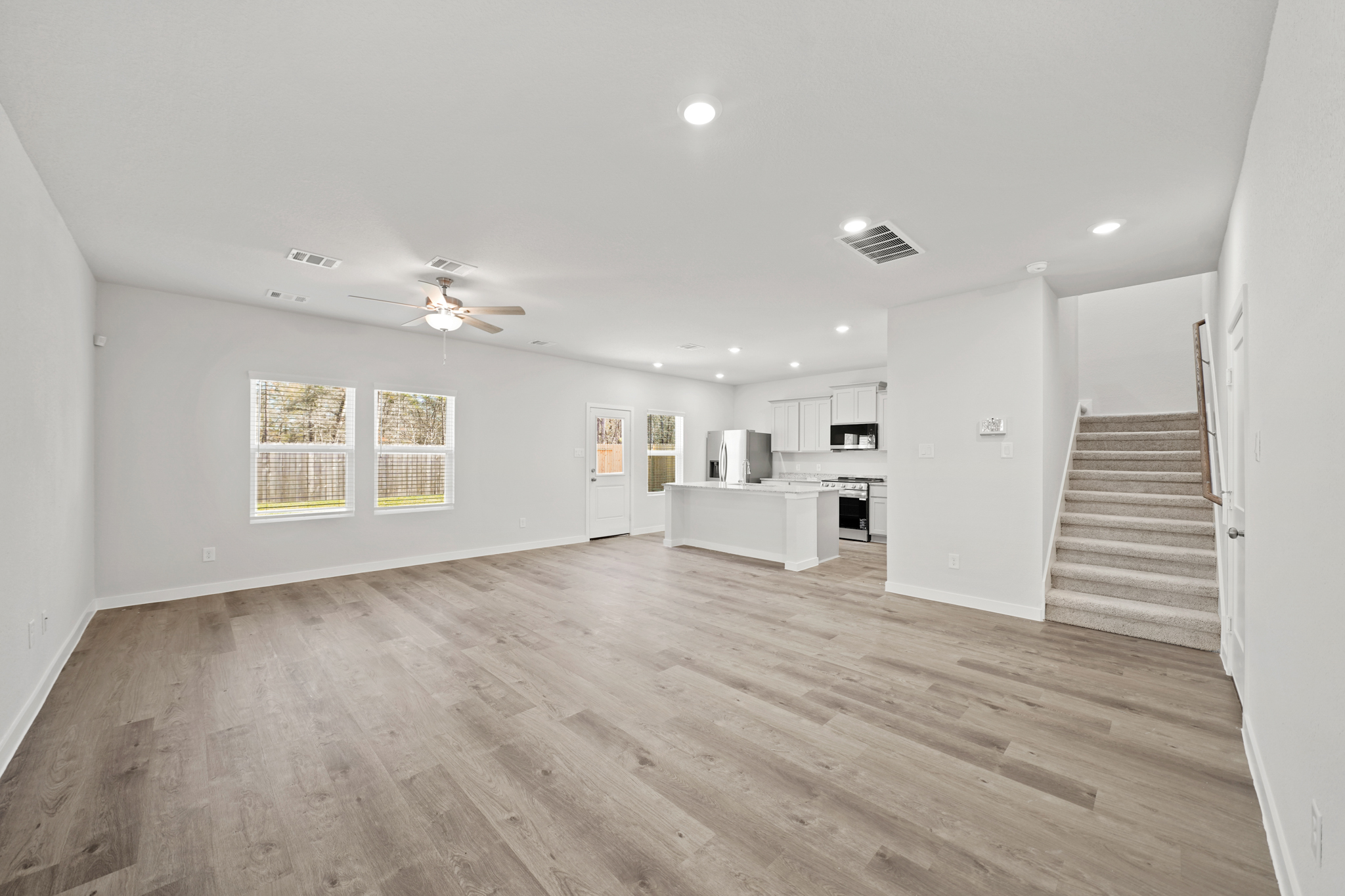 A large empty living room.