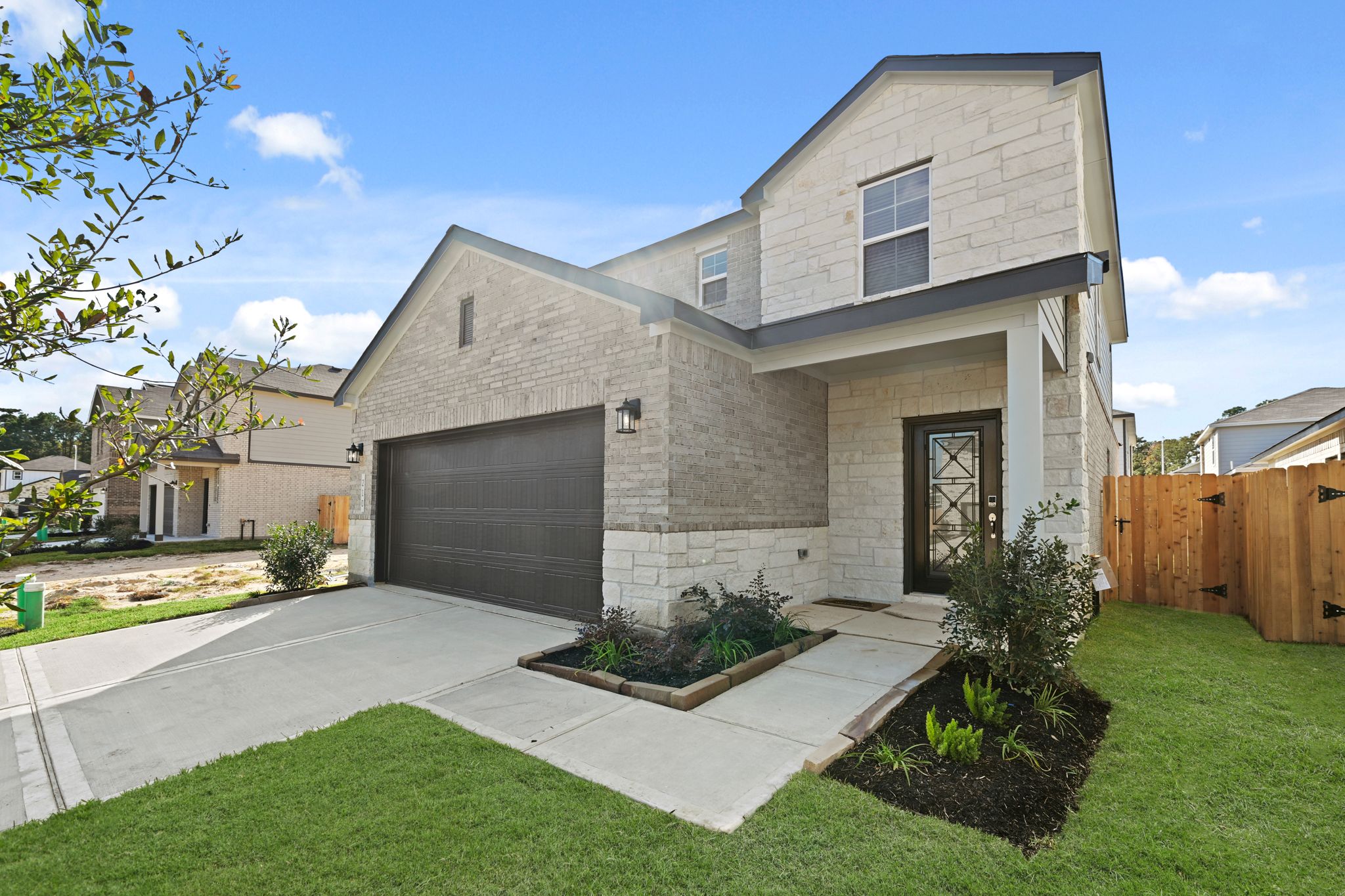 A house with a garage.