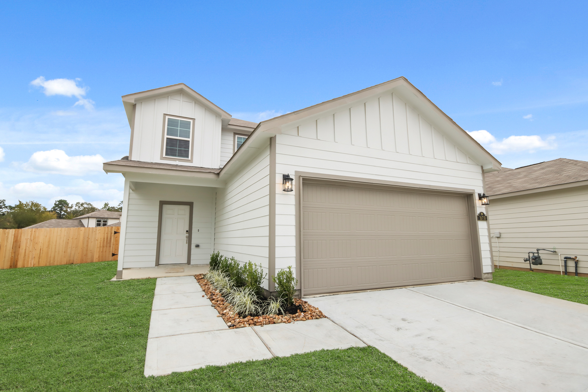 A house with a garage.