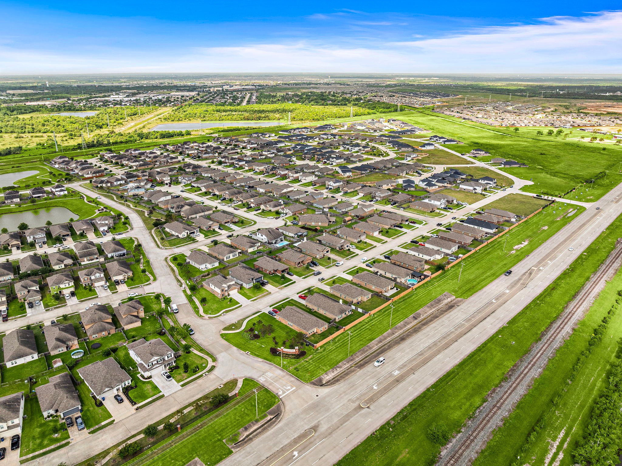 An aerial view of a city.