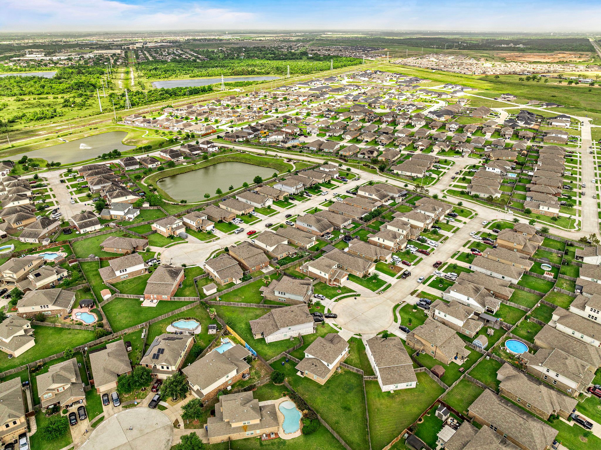 An aerial view of a city.