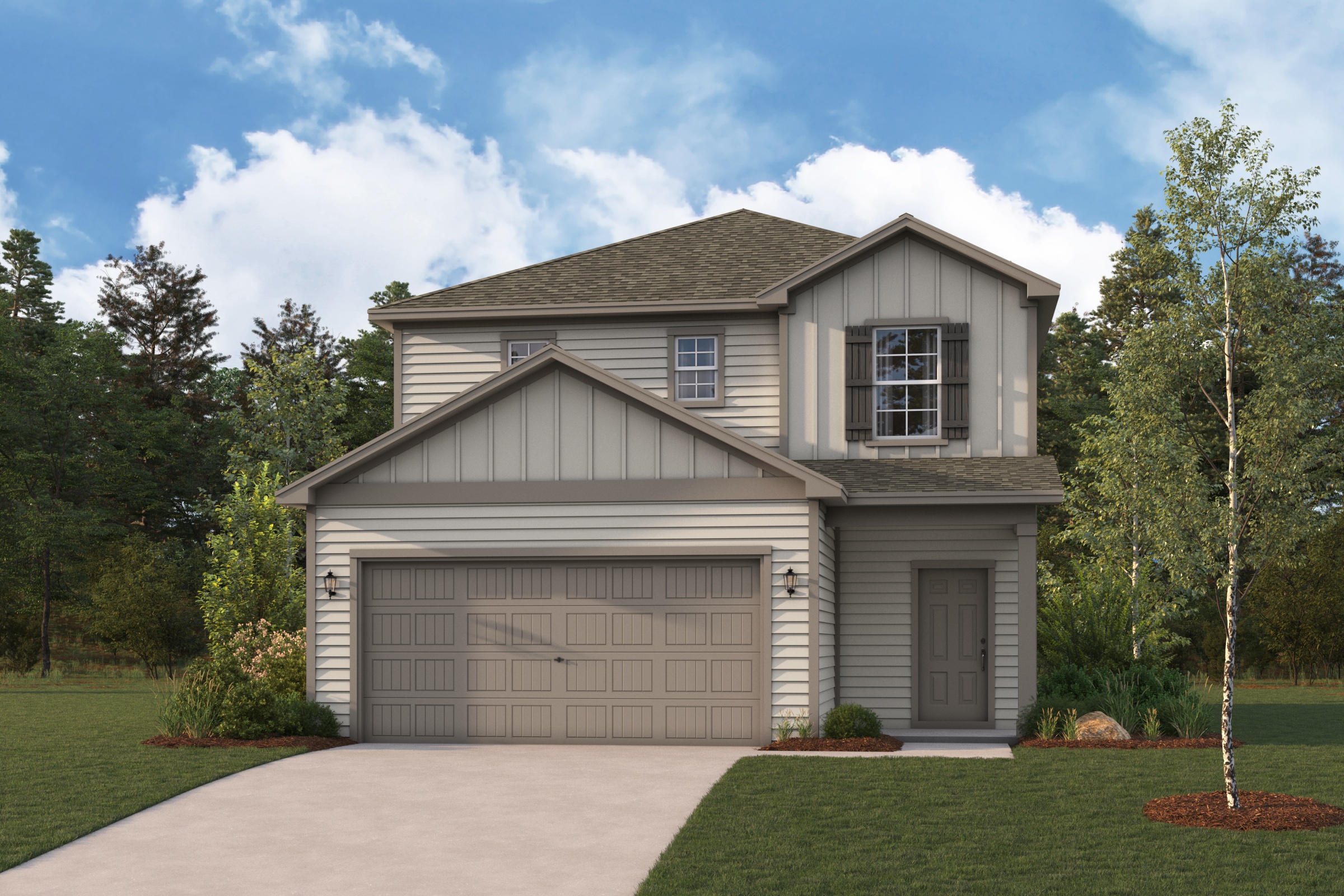 A house with a garage.