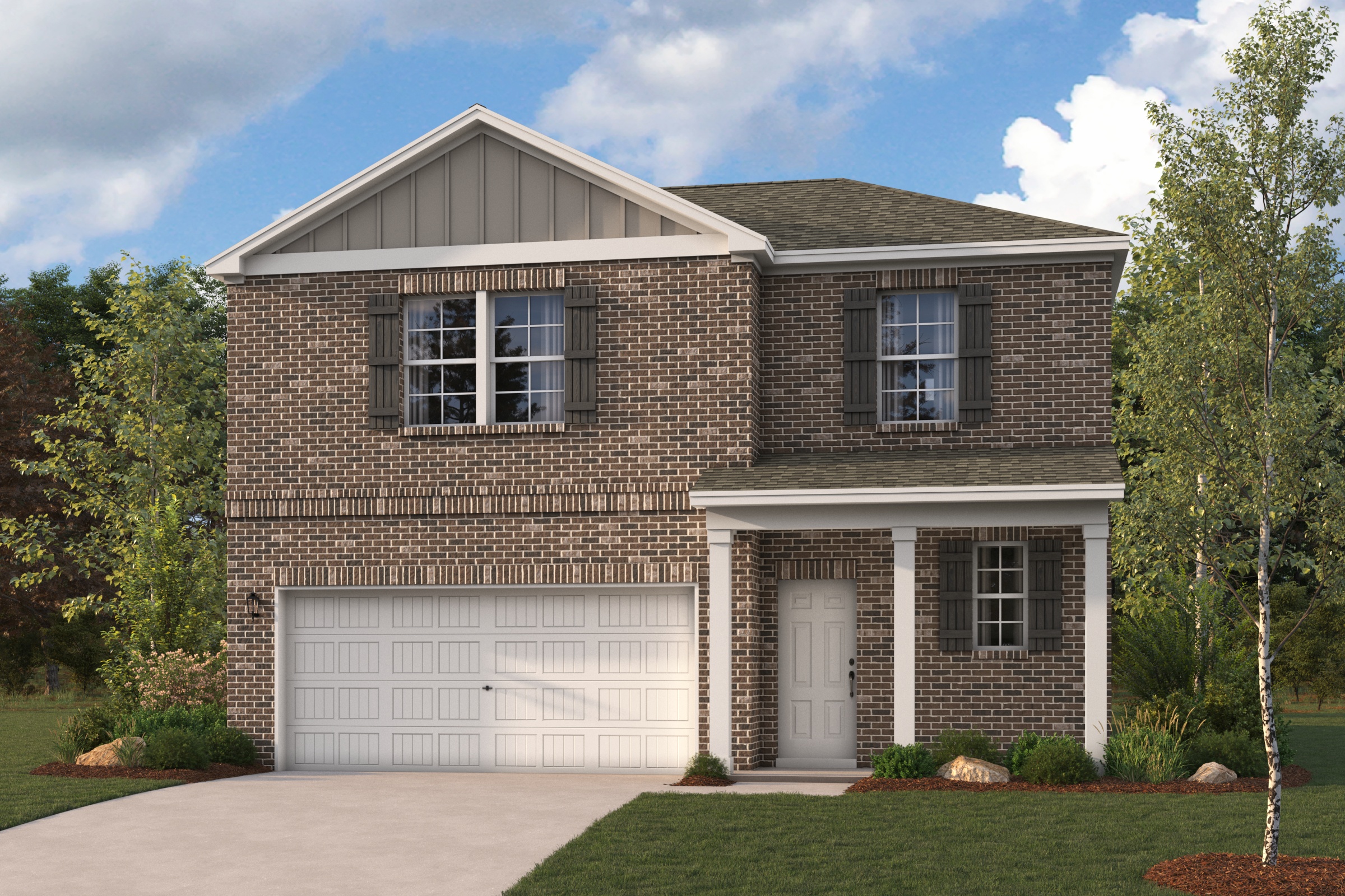 A house with a garage.