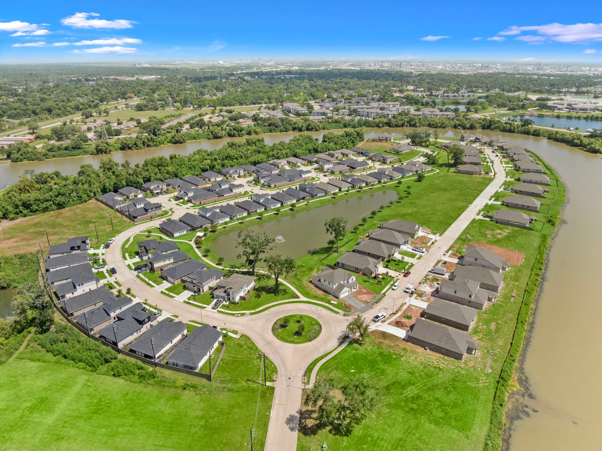 A large area with buildings and roads.