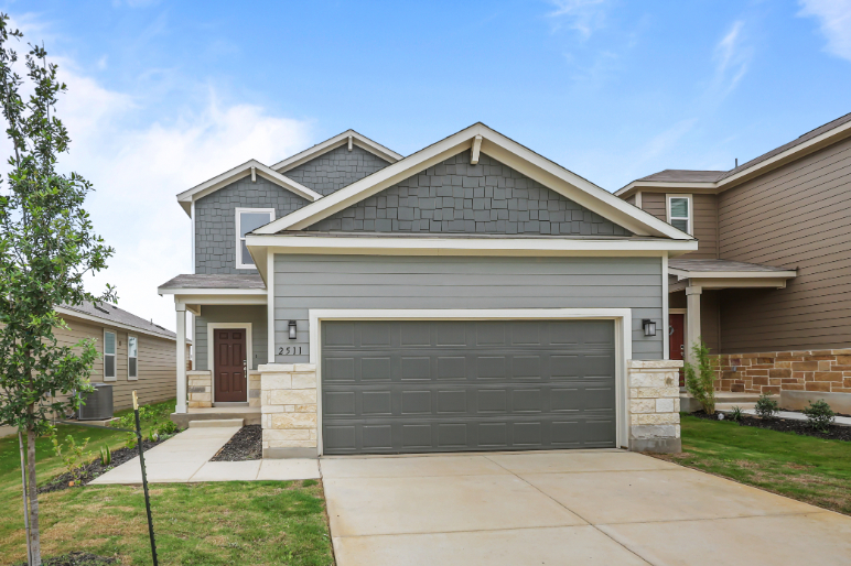A house with a garage.
