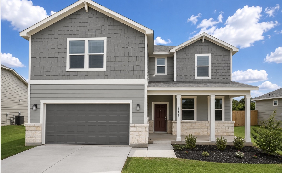 A house with a garage.