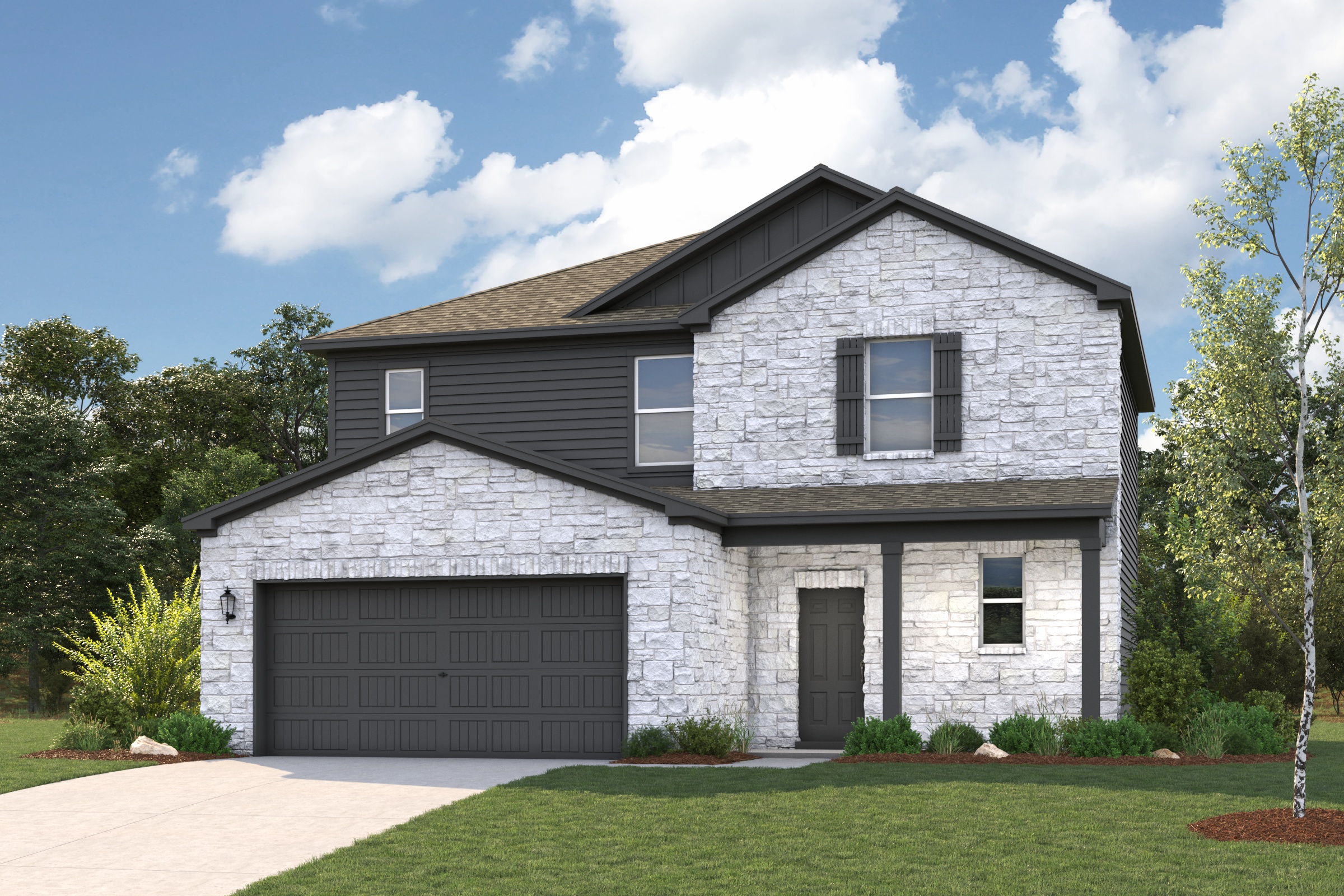 A house with a garage.