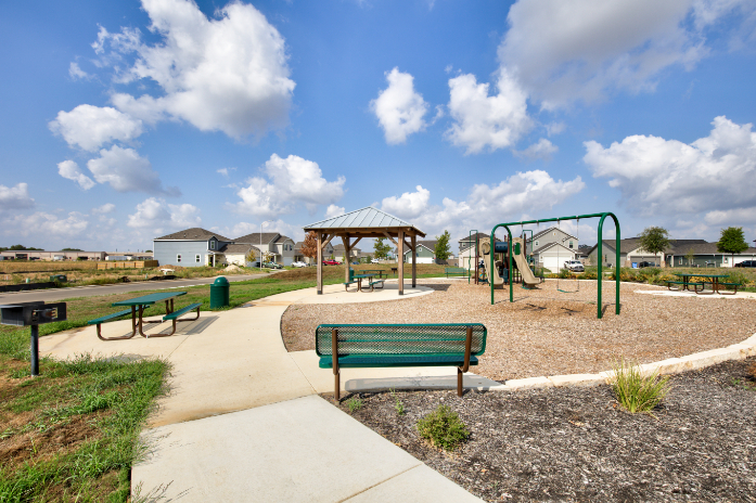 A park with benches.