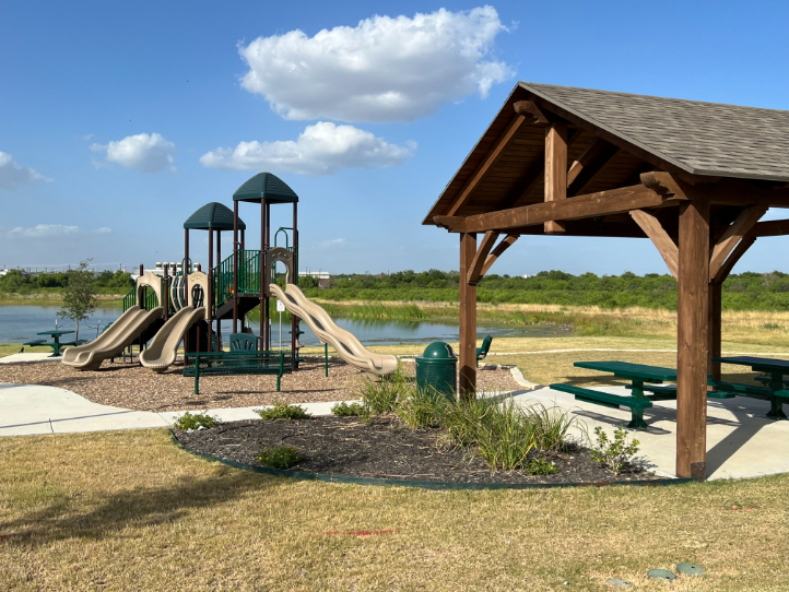 A play set in a park.