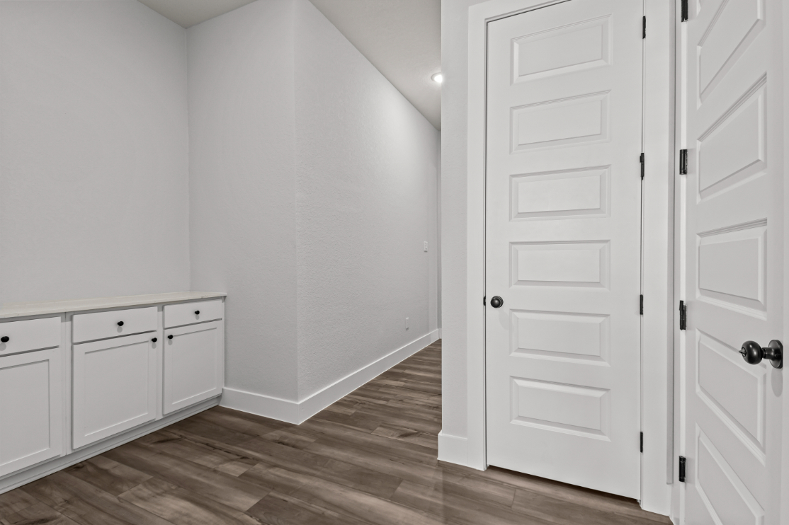 A room with white doors.