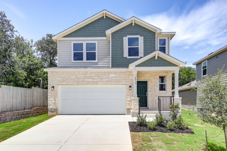 A house with a garage.
