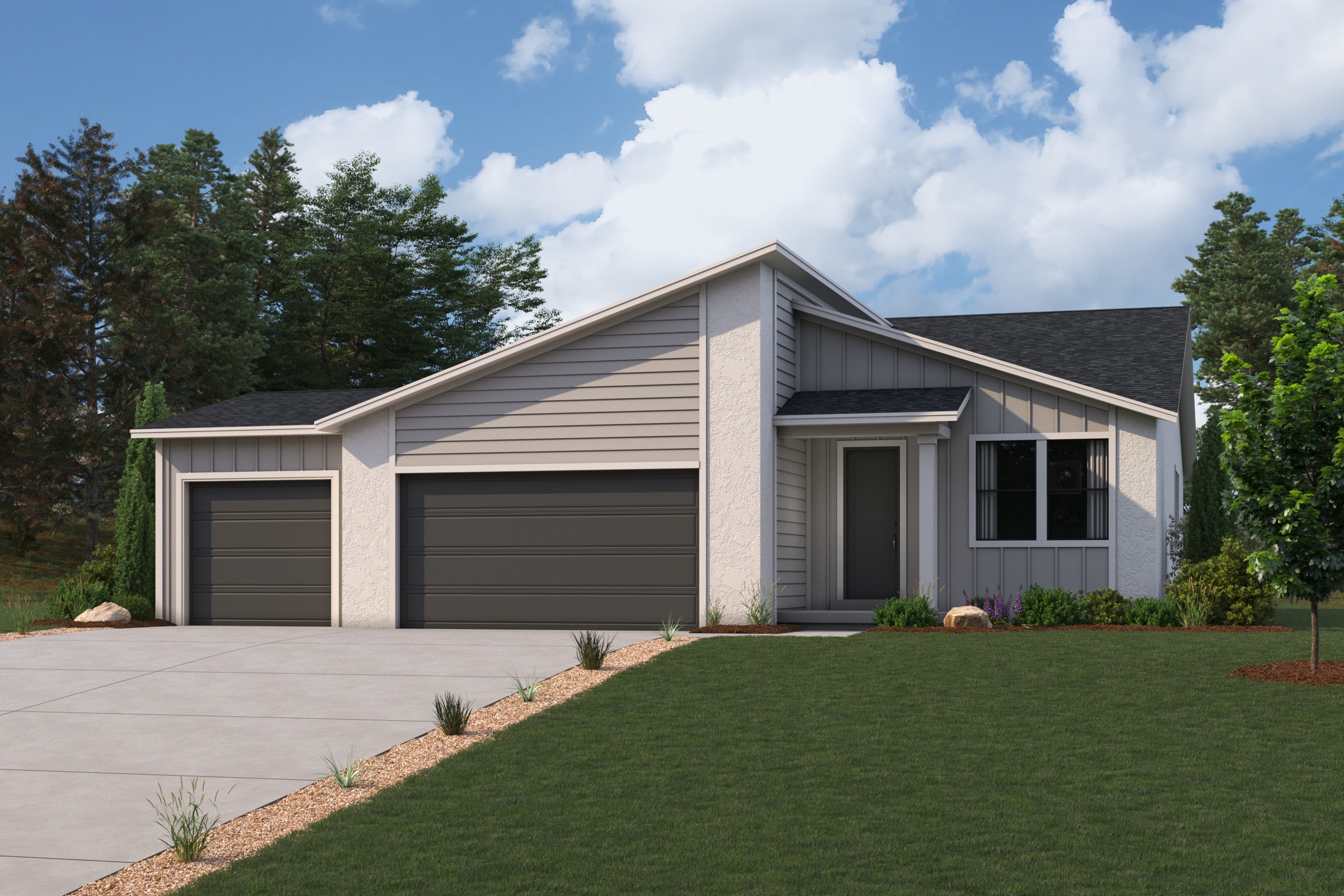 A house with a lawn.