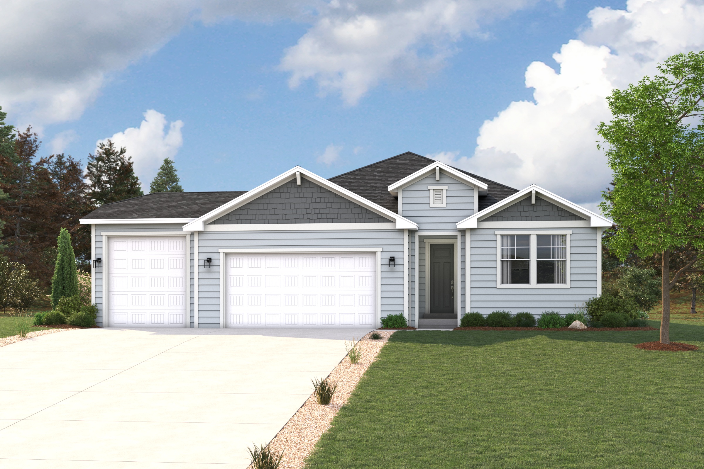 A house with a garage.