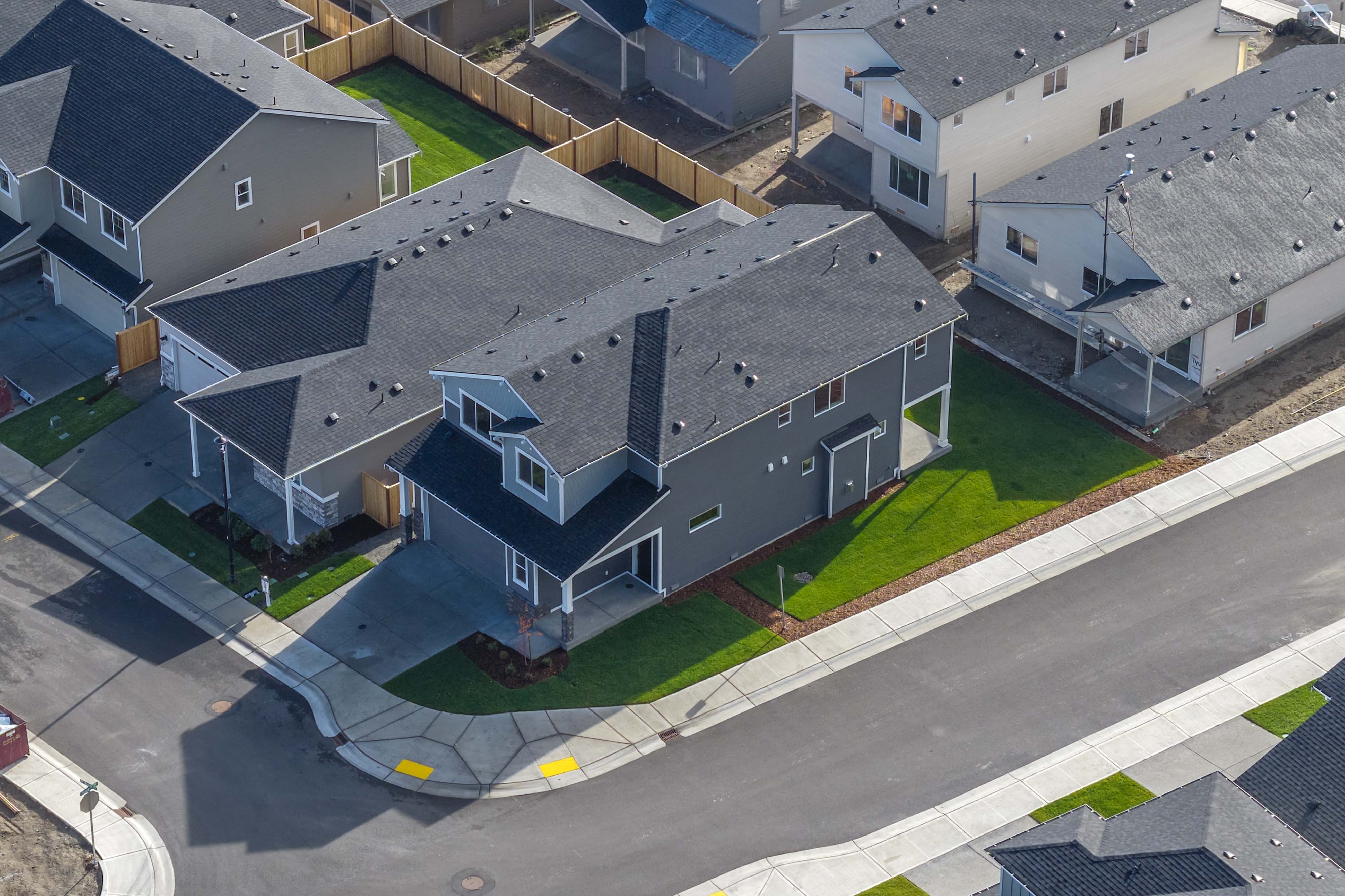 Aerial view of a building.