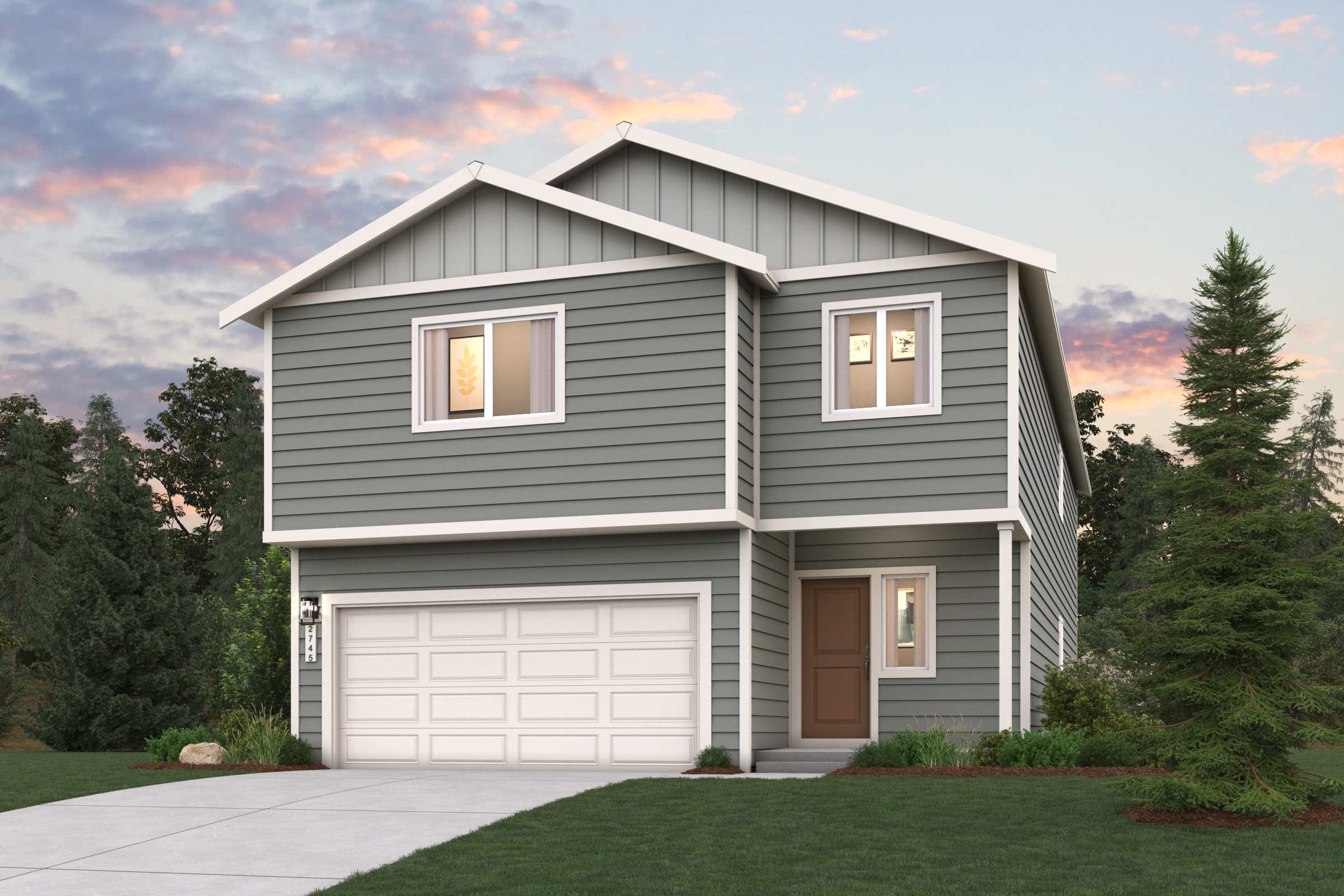 A house with a garage.