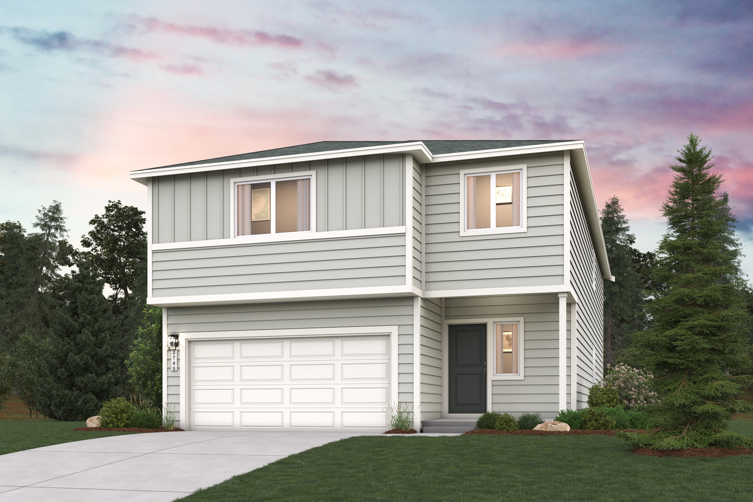 A house with a garage.