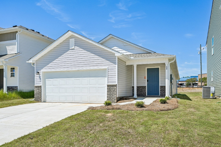 A house with a garage.