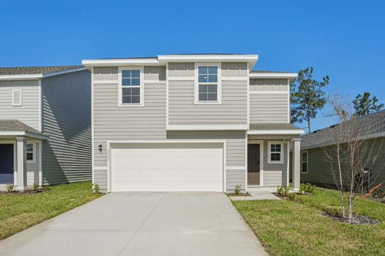 A house with a garage.