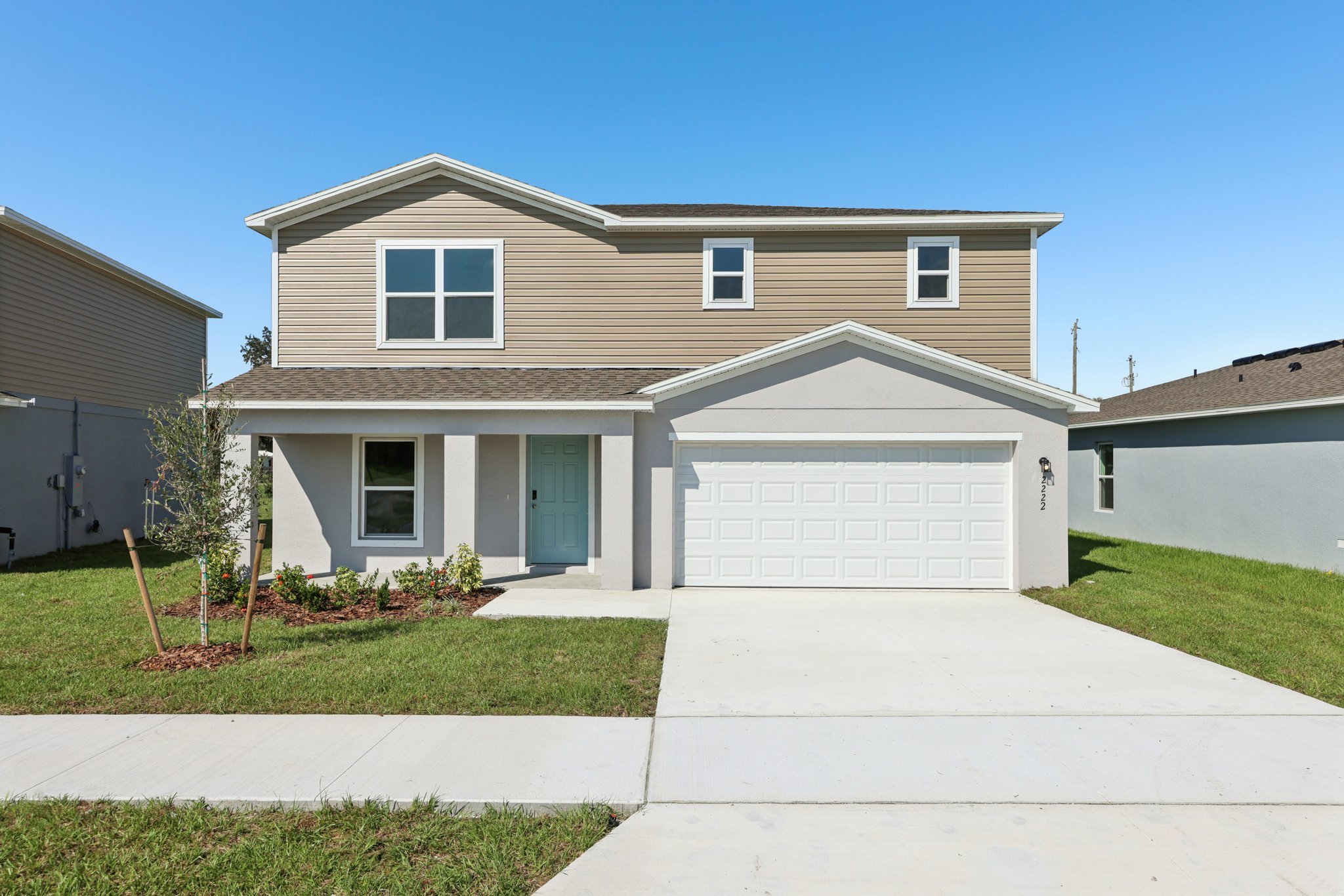 A house with a garage.
