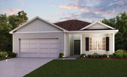 A house with a garage.